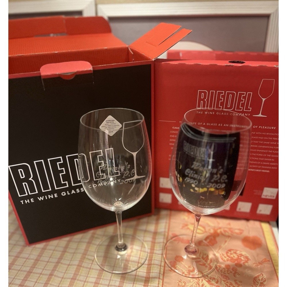 Riedel Box Set 2 Vinum Bordeaux Cabernet Sauvignon Engraved Womens Health Signed